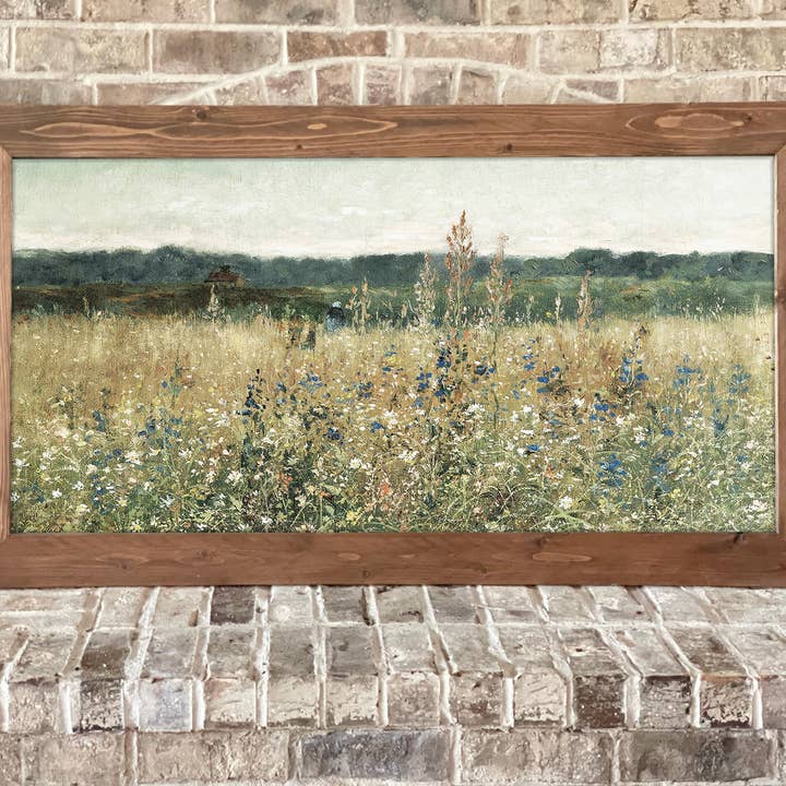 Framed Wildflower Field Wall Art — Rustic Farmhouse for wholesale by Swinford Designs