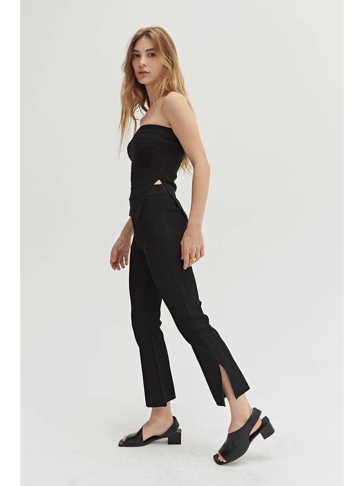 Black CT9063 - Camille Textured Bandage Knit Tube Top for wholesale on Faire