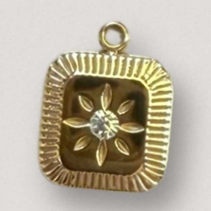 Flower Stone Charm: Water Safe- Tarnish Resistant Charm Bar for wholesale by Azelea Society