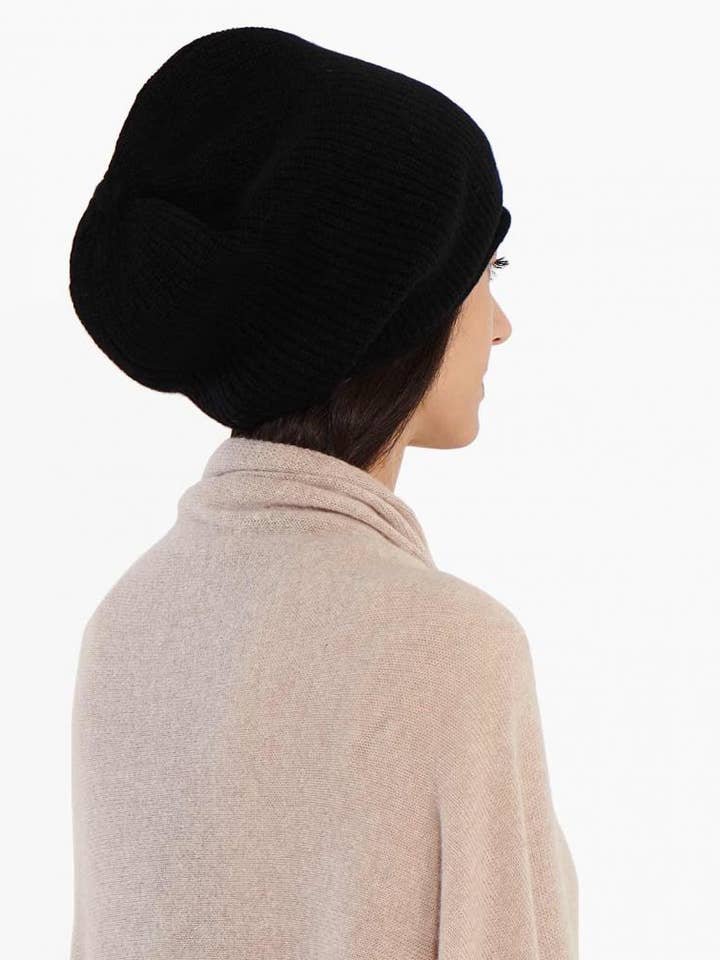 Pure Cashmere Ribbed Beanie Hat for wholesale by MaisonCashmere