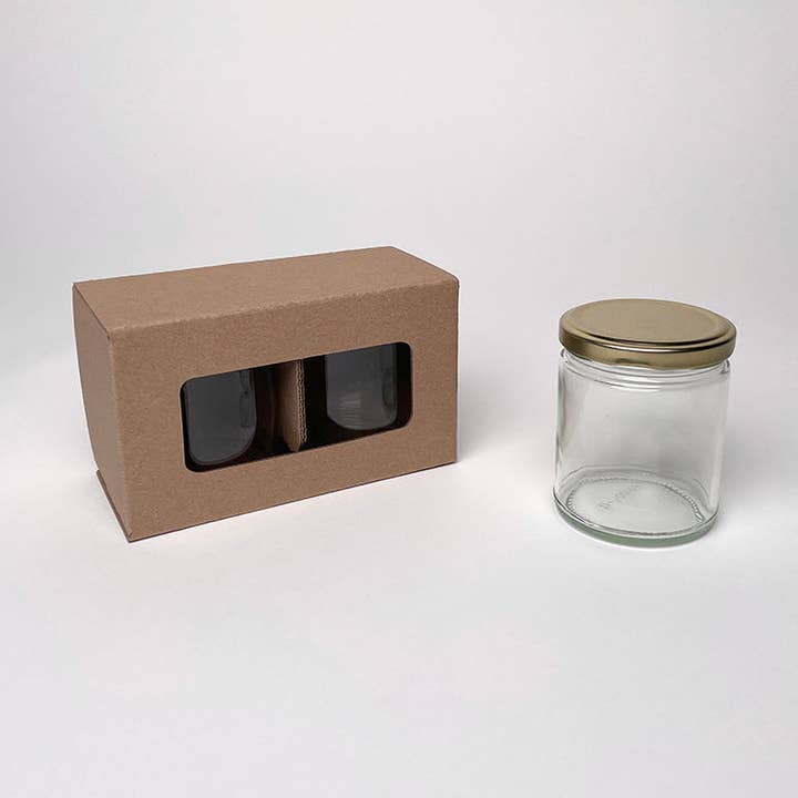 Lot de 2 bocaux en verre droit de 9 oz Retail Box™ pour la vente par Flush Packaging
