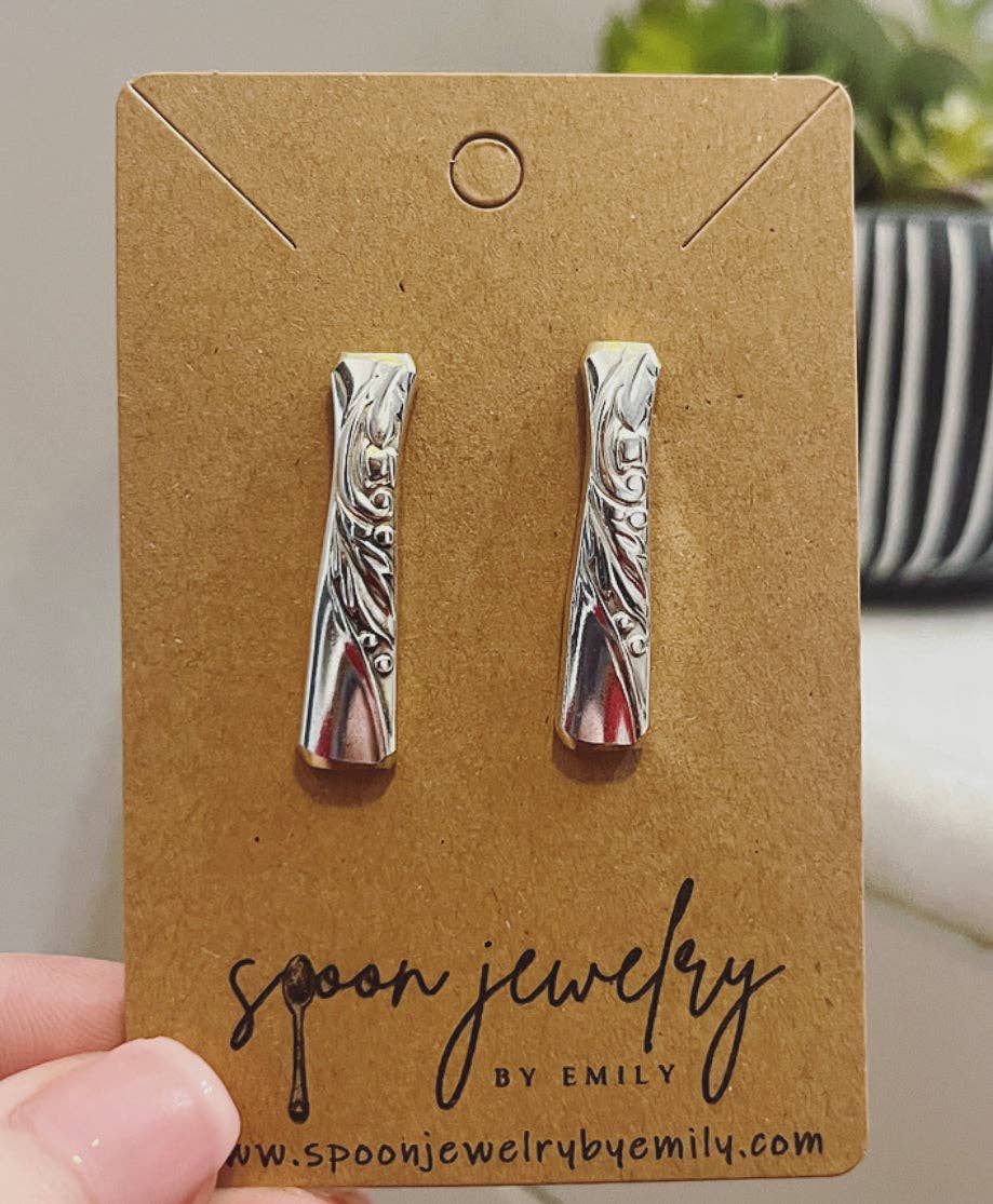 Spoon Jewelry By Emily - Vente Boucles d'oreilles pendantes - Chic durable : boucles d'oreilles vintage en forme de barre en argent4