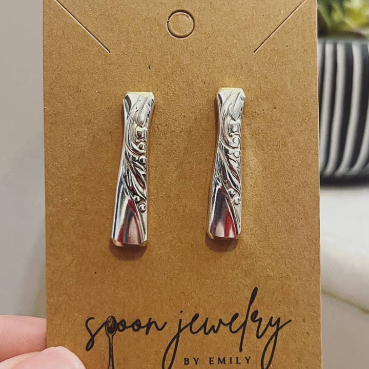 Spoon Jewelry By Emily - Vente Boucles d'oreilles pendantes - Chic durable : boucles d'oreilles vintage en forme de barre en argent4