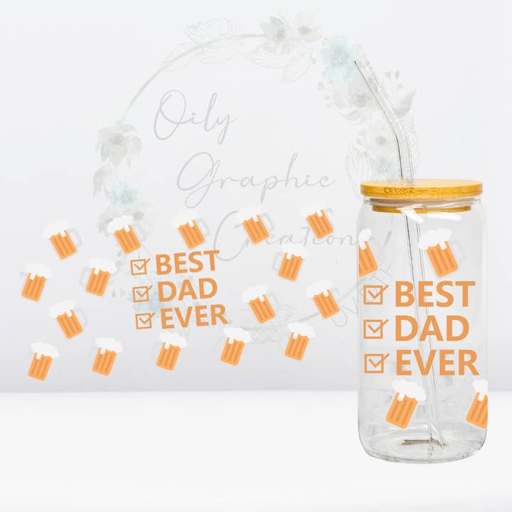 Best Dad Ever Beer Mugs-16oz UV DTF Wrap and other Purchase wholesale craft beer can. Free returns & net 60 terms on Faire trending on Faire.