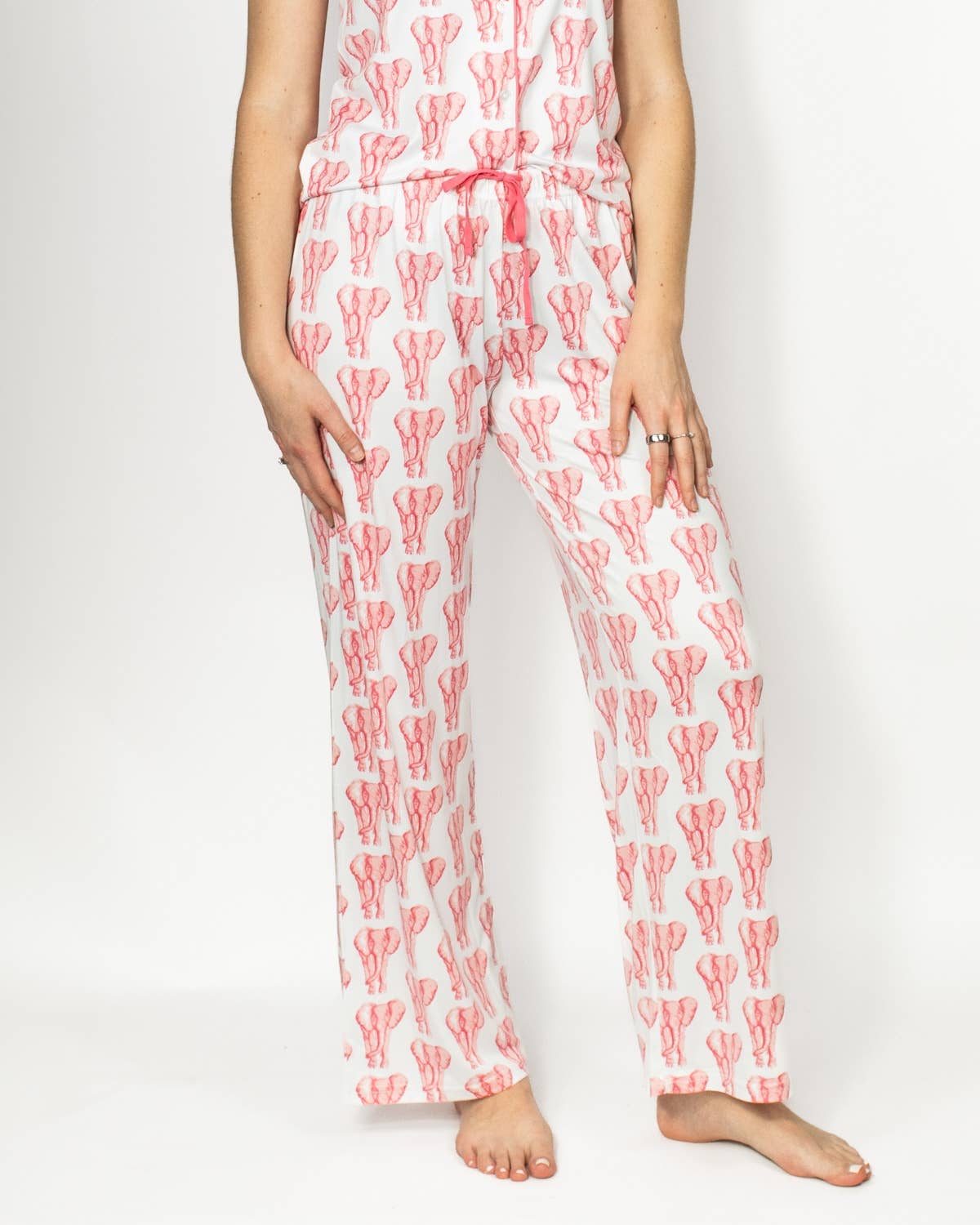 The Royal Standard - Vente Bas de pyjama – femme - Pantalon de sommeil Elephant Stomp   Blanc/Rose   -Assorti.1
