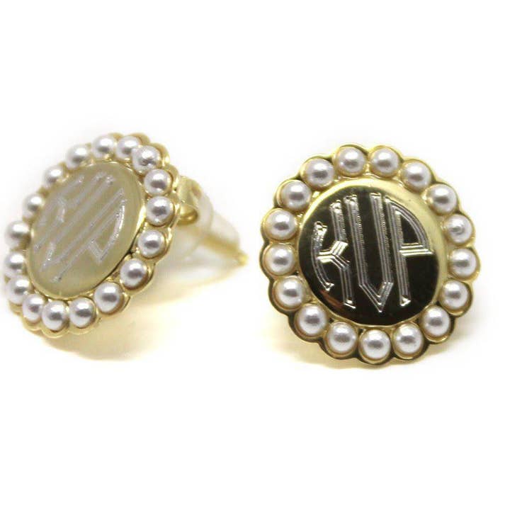 Atlanta Jewelers Supply – wholesale Solitärörhängen – Sterling Silver Circle graverbara pärlkantade stiftörhängen