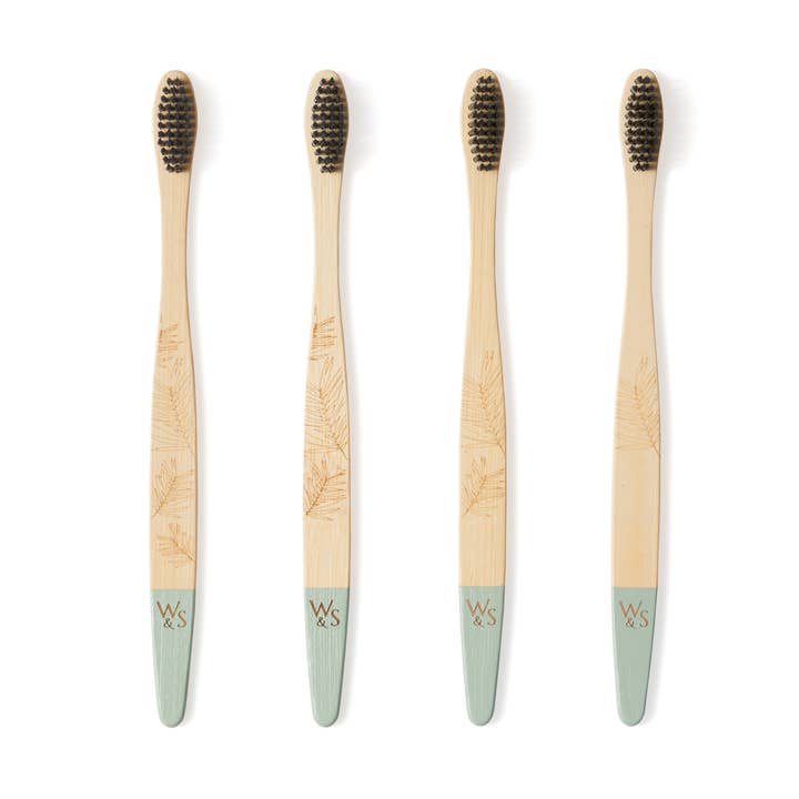 Adult Bamboo Toothbrush (FSC 100%)- 4 Pack - Medium Bristles for wholesale by Wild and Stone