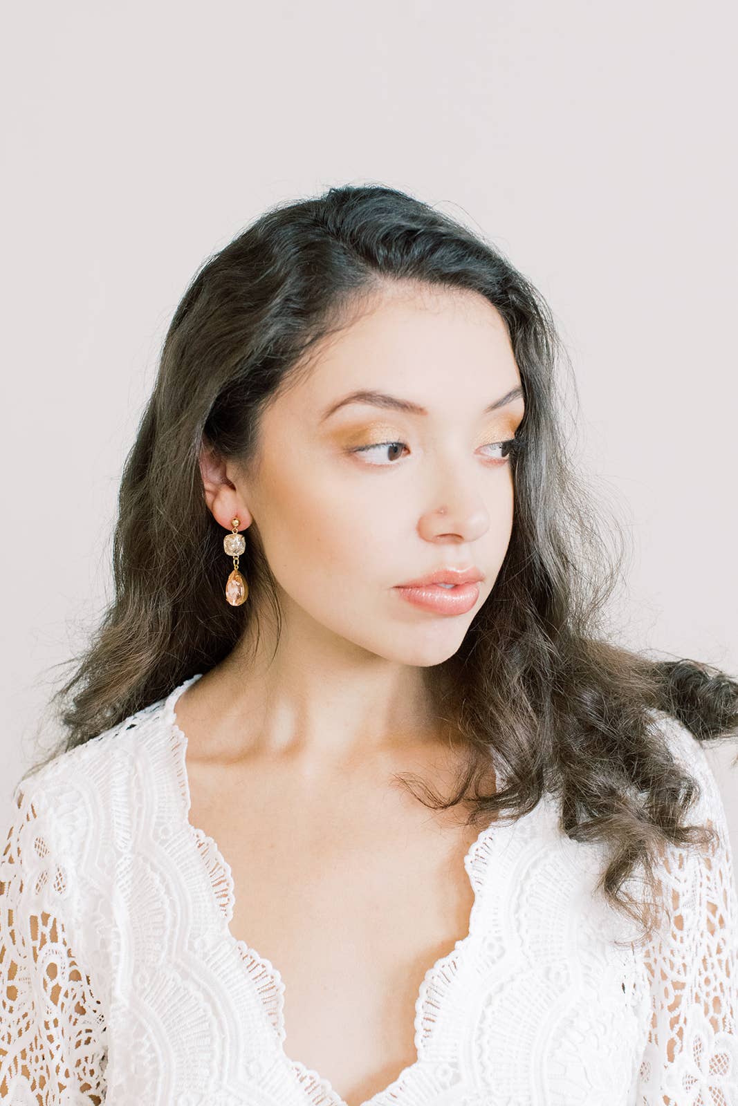 Acute Designs - Wholesale Dangle Earrings - Shimmering Peach Swarovski Drop Earrings3