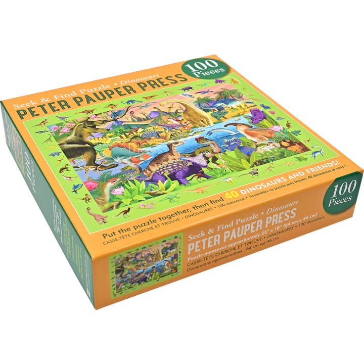 Peter Pauper Press - Wholesale Puzzle - Kids - Dinosaurs Seek & Find 100-Piece Jigsaw Puzzle3