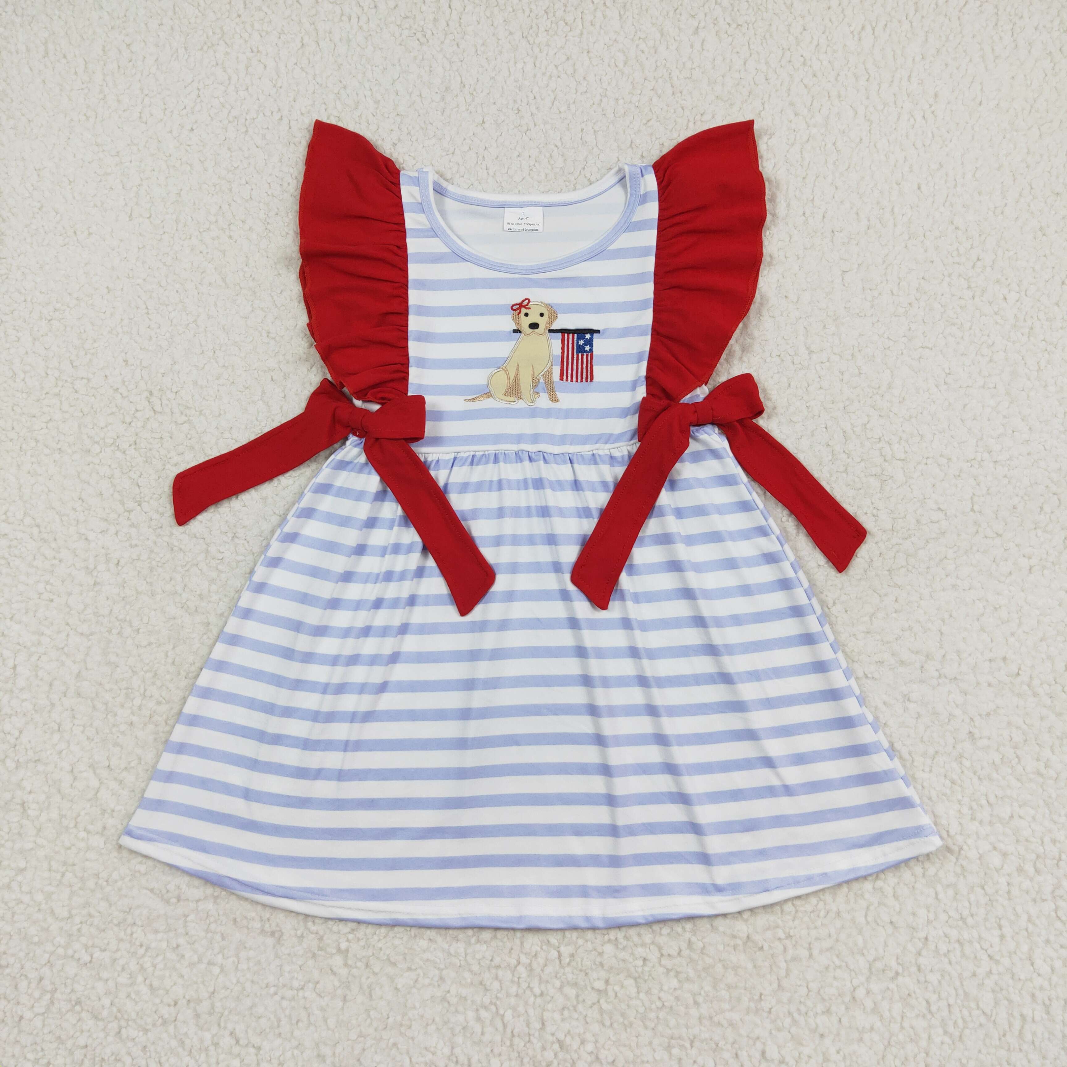 Aier Wholesale - Wholesale Clothing Set - Baby - Baby Girls 4th Of July Dog Flag Sibling Rompers Clothing Sets3