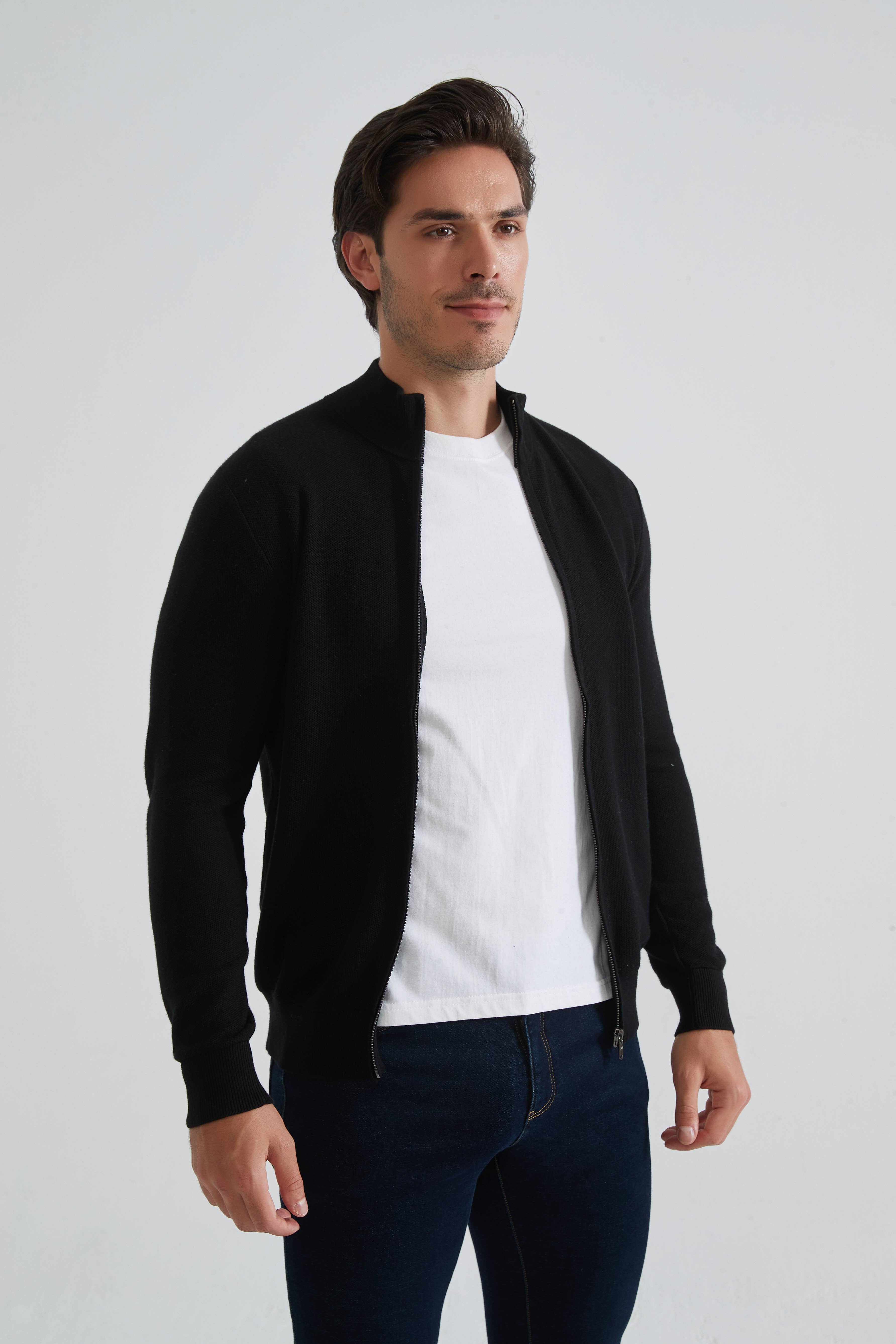 Yves Enzo - Wholesale Knit Sweater - Men's - 100% cotton piqué vest - Black1