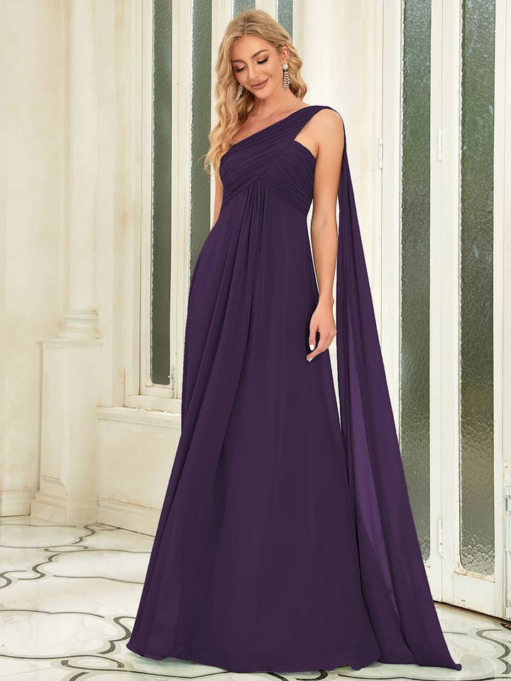 Ever-Pretty - Wholesale Gown – Women's - Elegant Pleated One-Shoulder Bridesmaids Dress31