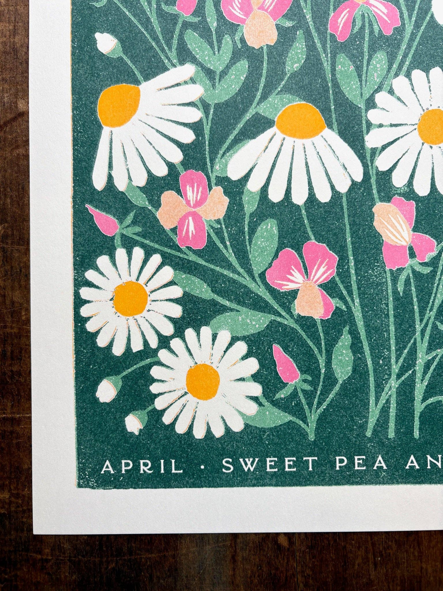 Katharine Watson – wholesale Art print – Birth Month Flowers Risograph Print: April2