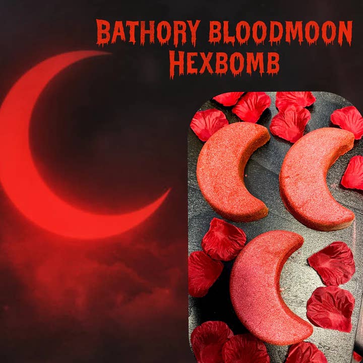 Bathory bloodmoon crescent moon hexbomb bathbomb for wholesale by Hexbomb ltd