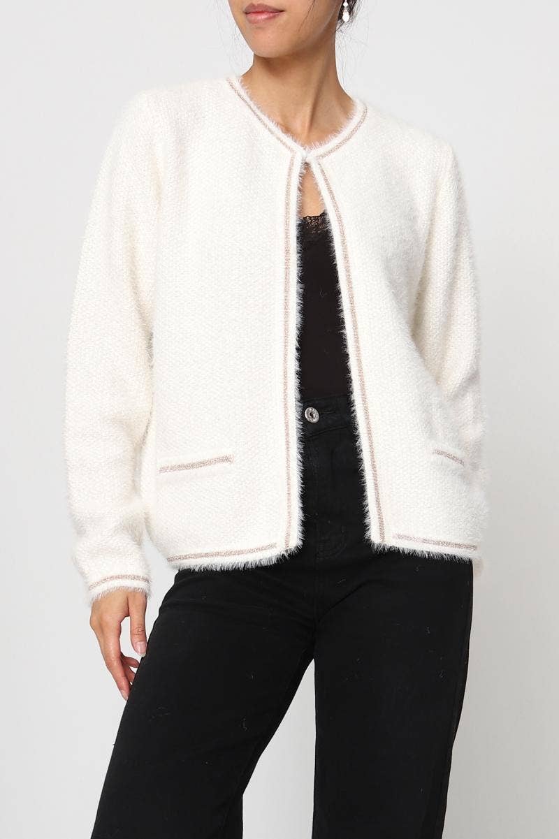DIX-ONZE - Wholesale Cardigan - Women's - Open Cardigan with Contrasting Finishes – Chic & Comfort8