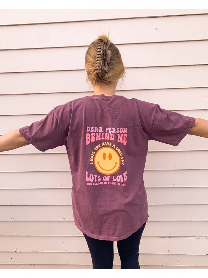 Rad Vibes Only - Wholesale Screen Printed T-Shirt - Women's - Dear Person Behind Me Tee Trendy Quote Smiley Happy Tee