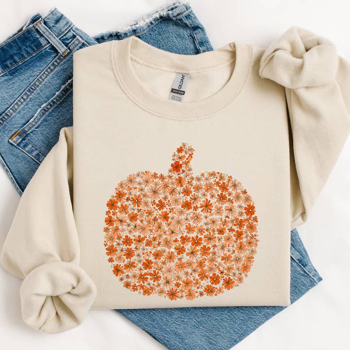 Willow Poppy - Wholesale Graphic Sweatshirt - Women's - Boho Floral Pumpkin Graphic Tee/Crewneck3