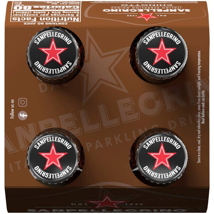 Made in eatalia - Wholesale Soda/Carbonated Drink - Sanpellegrino Italian Sparkling Drink Chinotto, Sparkling Citrus Beverage, 4 Pack of 6.75 Fl Oz Bottles1