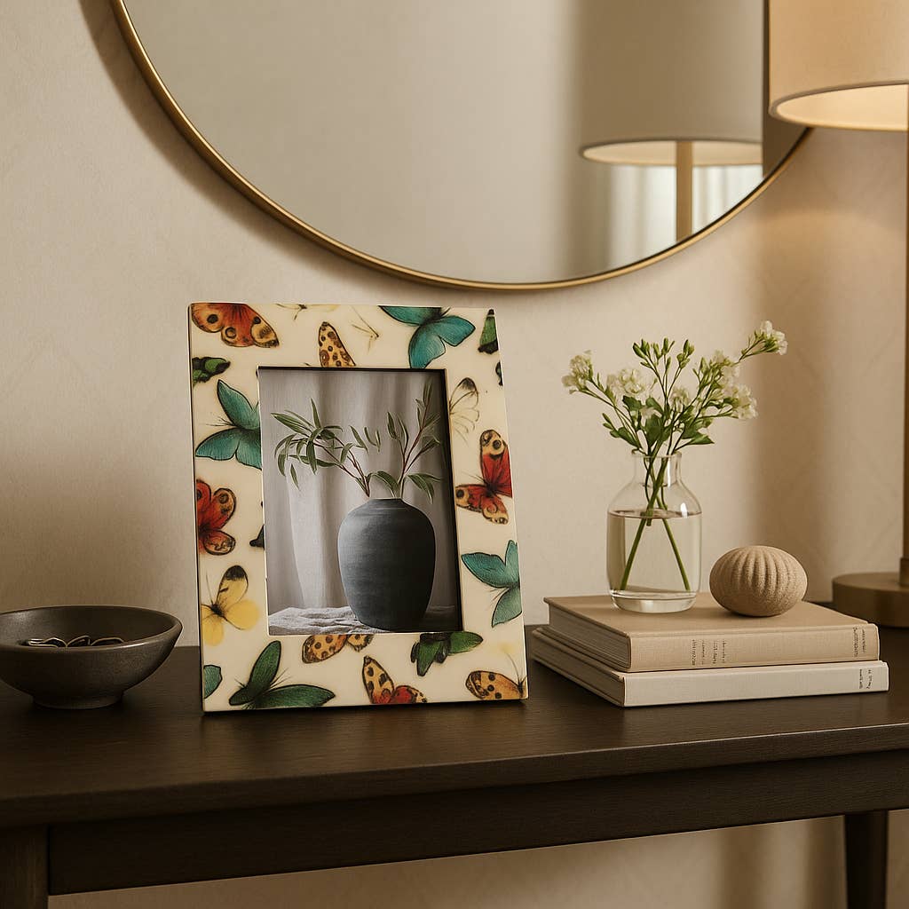 Sagebrook Home - Wholesale Picture Frame - Photo Frame - Ivory Wood Butterflies, 5x7 in.1