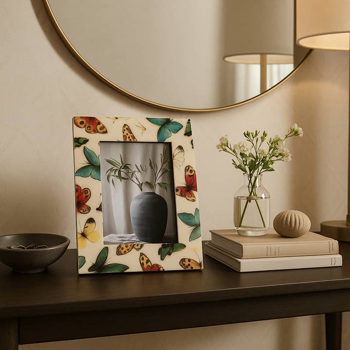 Sagebrook Home - Wholesale Picture Frame - Photo Frame - Ivory Wood Butterflies, 5x7 in.1