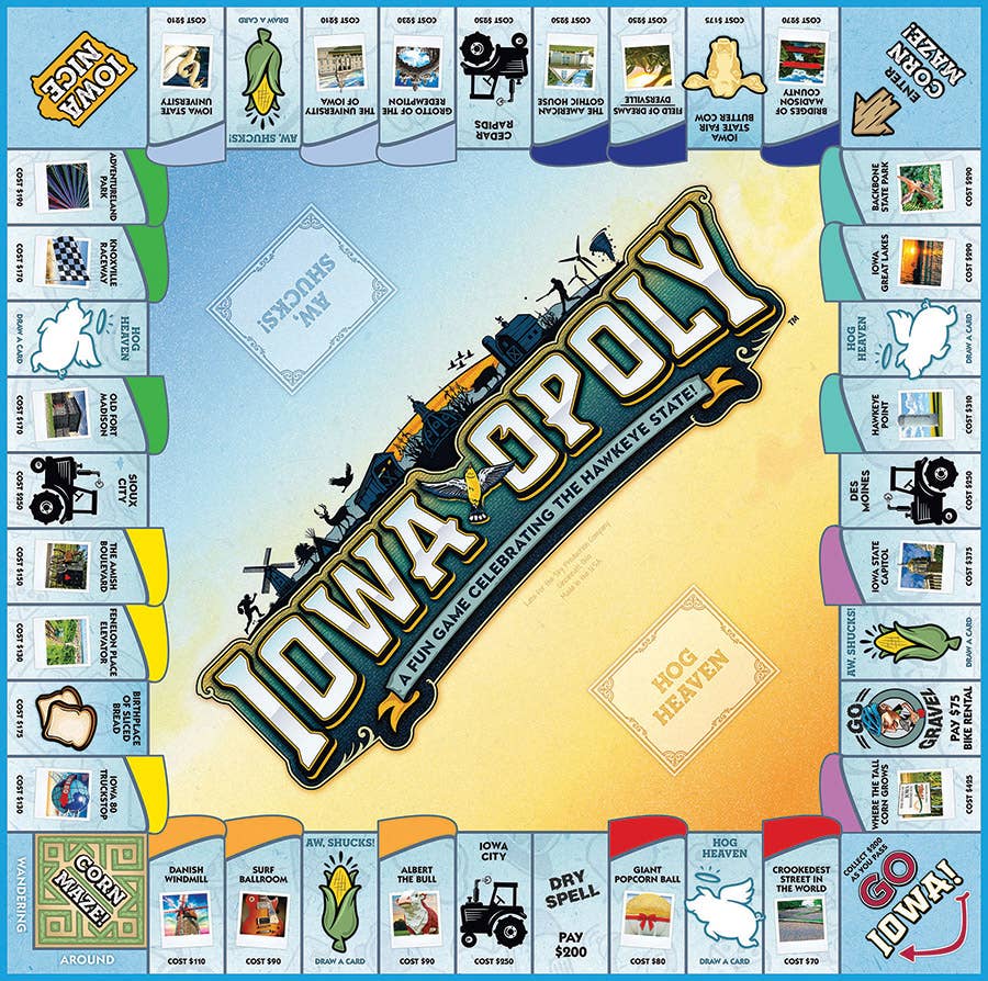 Outset Games and Cobble Hill Puzzles - Wholesale Board Game - Iowa-Opoly (state) Board Game1