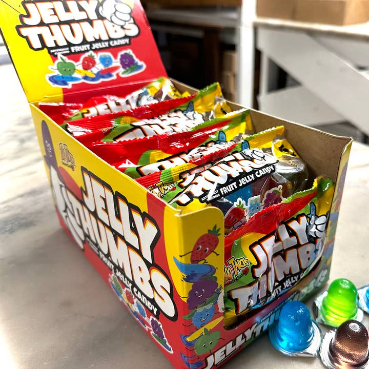 Einzigartige „Jelly Thumbs 👍“ -Displaybox von Impulse, 18 Karat, 5 Stück für den Großhandel von O'Shea's Candies Sweet Shop