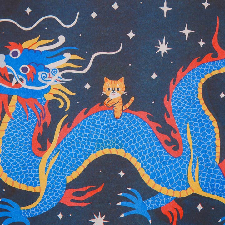 Megan Wang - Wholesale Art Print - Dragon Rider Risograph Print 🐉2