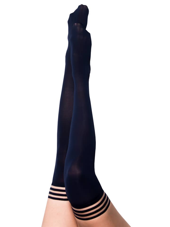 Kix'ies - Venta al por mayor Medias - Mujer - Calcetería: medias hasta el muslo, opacas, de color azul marino, de Selma