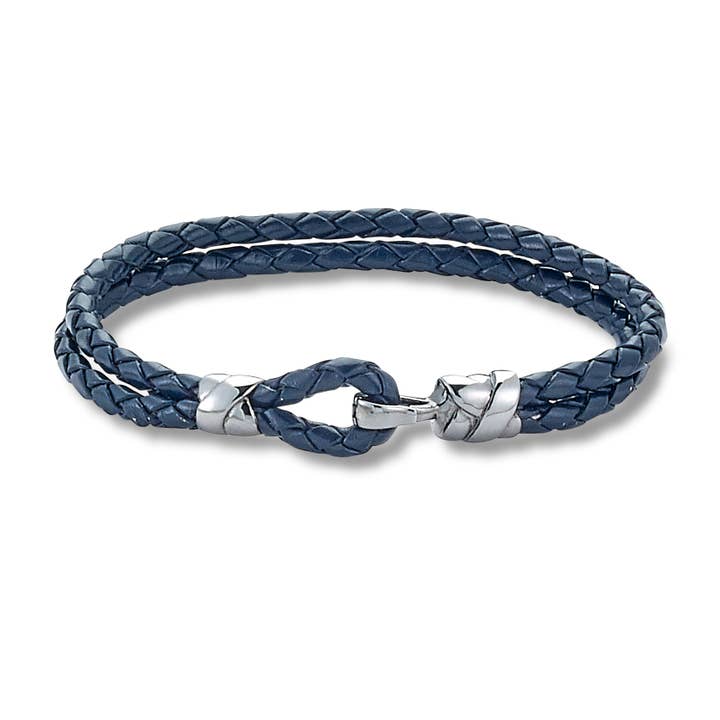 SS blauwe leren lus armband voor wholesale door Eli Pebble
