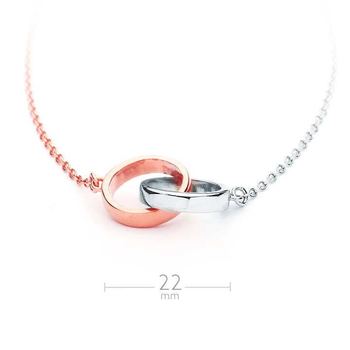 My Jewellery Story - Wholesale Pendant/charm necklace - Interlocking TWO TONE Plated Love Rose Gold2