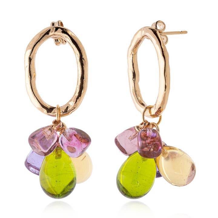 LALETI Murano glass earrings oval hoop L Riviera for wholesale by Chama Navarro