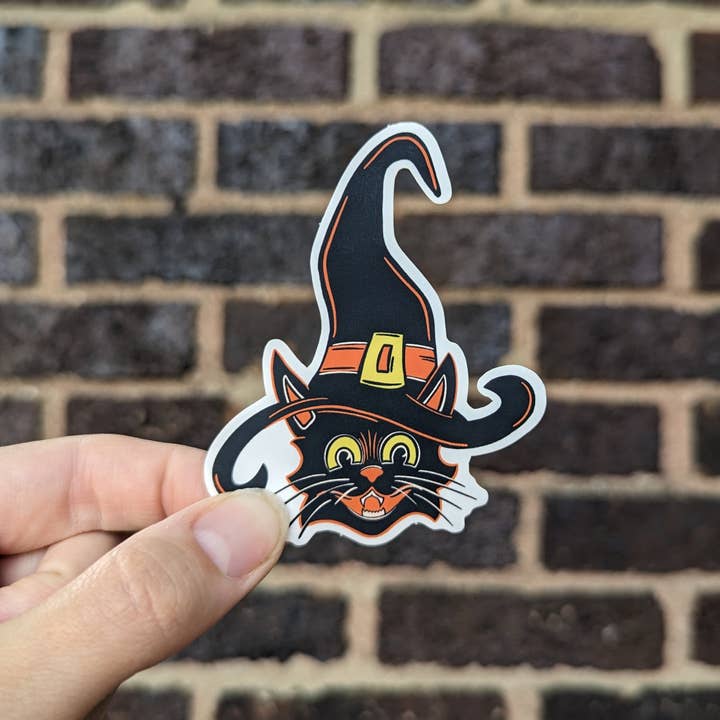 Bolts and Stars - Wholesale Sticker - Black Cat Witch Halloween Sticker4