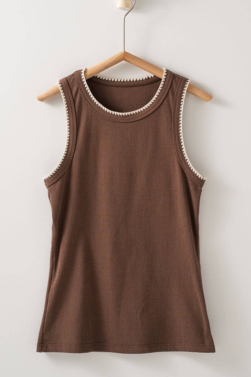 Urban Daizy - Wholesale Tank Top - Women's - Contrast Trim Ribbed Minimalist Statement Tank Top39