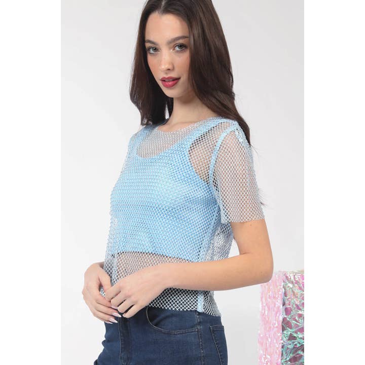 Apolline - Vendita all'ingrosso Top in maglia - Donna - Top in maglia a rete Jewel Fishnet all'uncinetto5