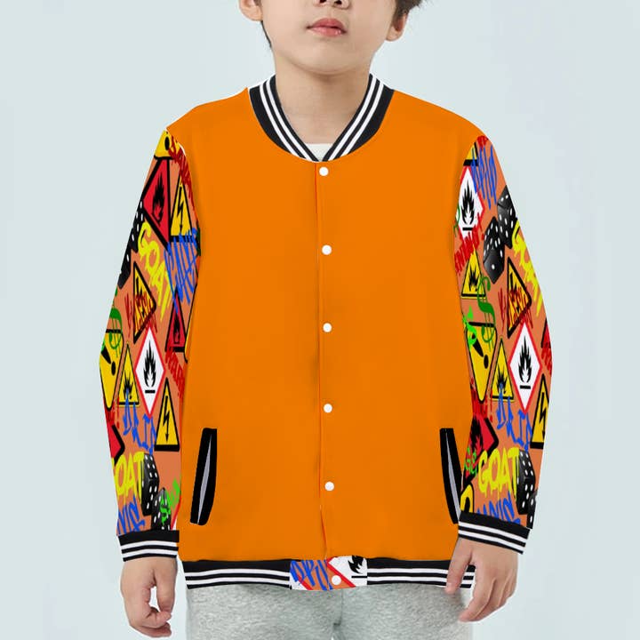 Hazard Slim Fit tynd japansk frotté baseballjakke til børn for engroshandel hos TFC&H Co.