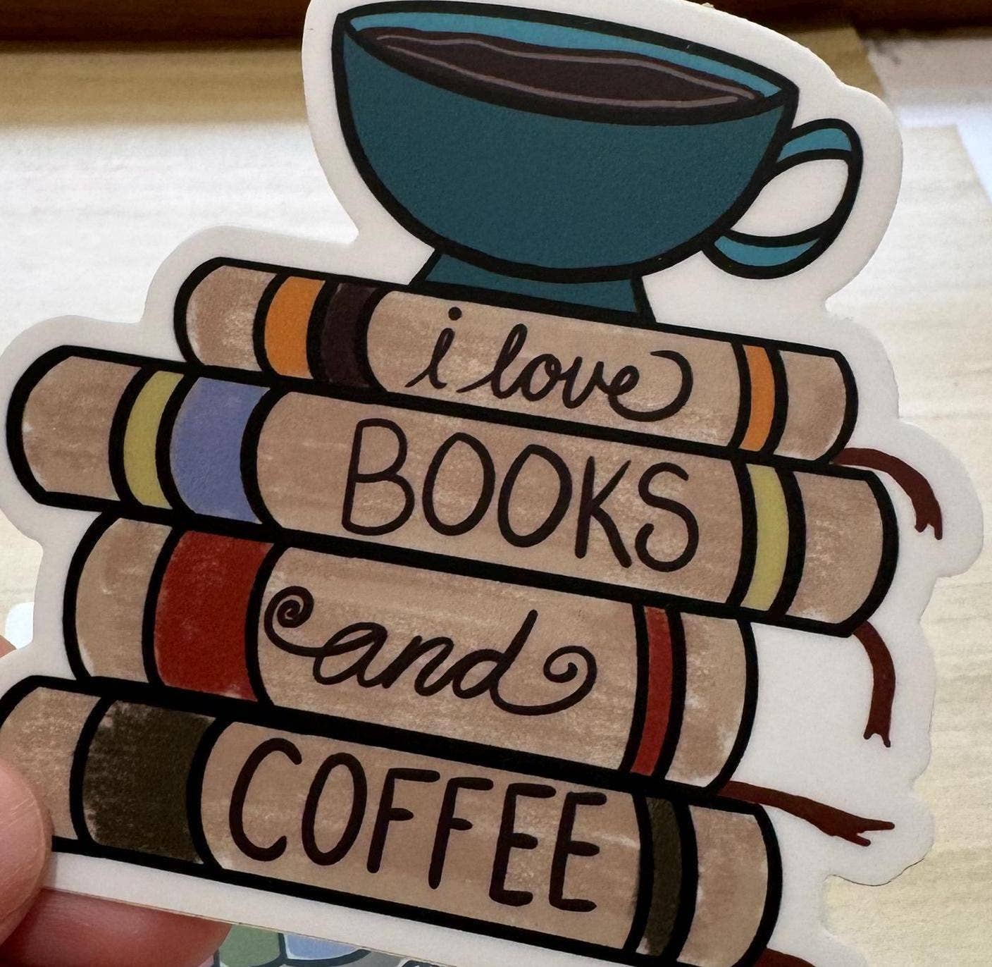 Beth Ann Erickson Designs - Wholesale Sticker - Bookish Sticker, I Love Books and Coffee Sticker3