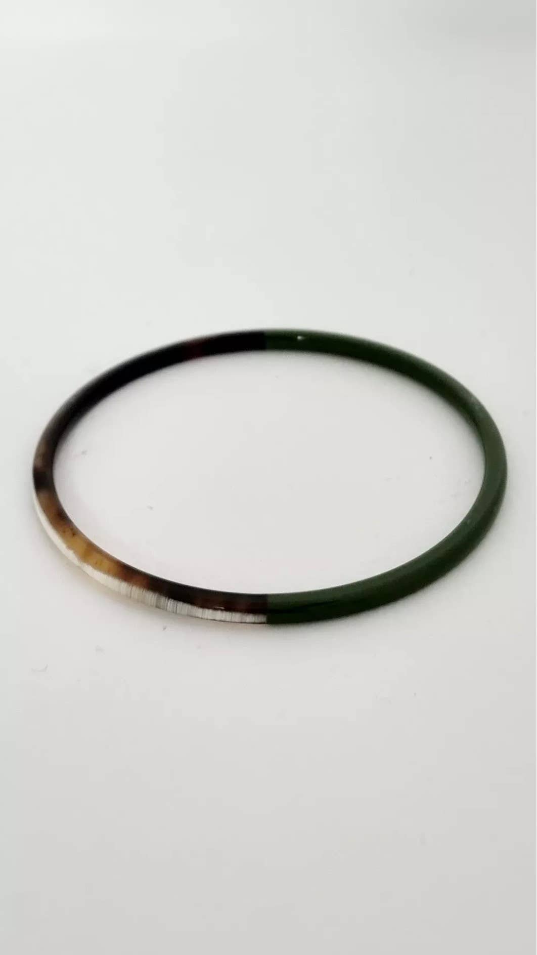 Le Coin Sauvage - Wholesale Bangle Bracelet - Horn Bangle Bracelet - 3 mm - Khaki Duo1
