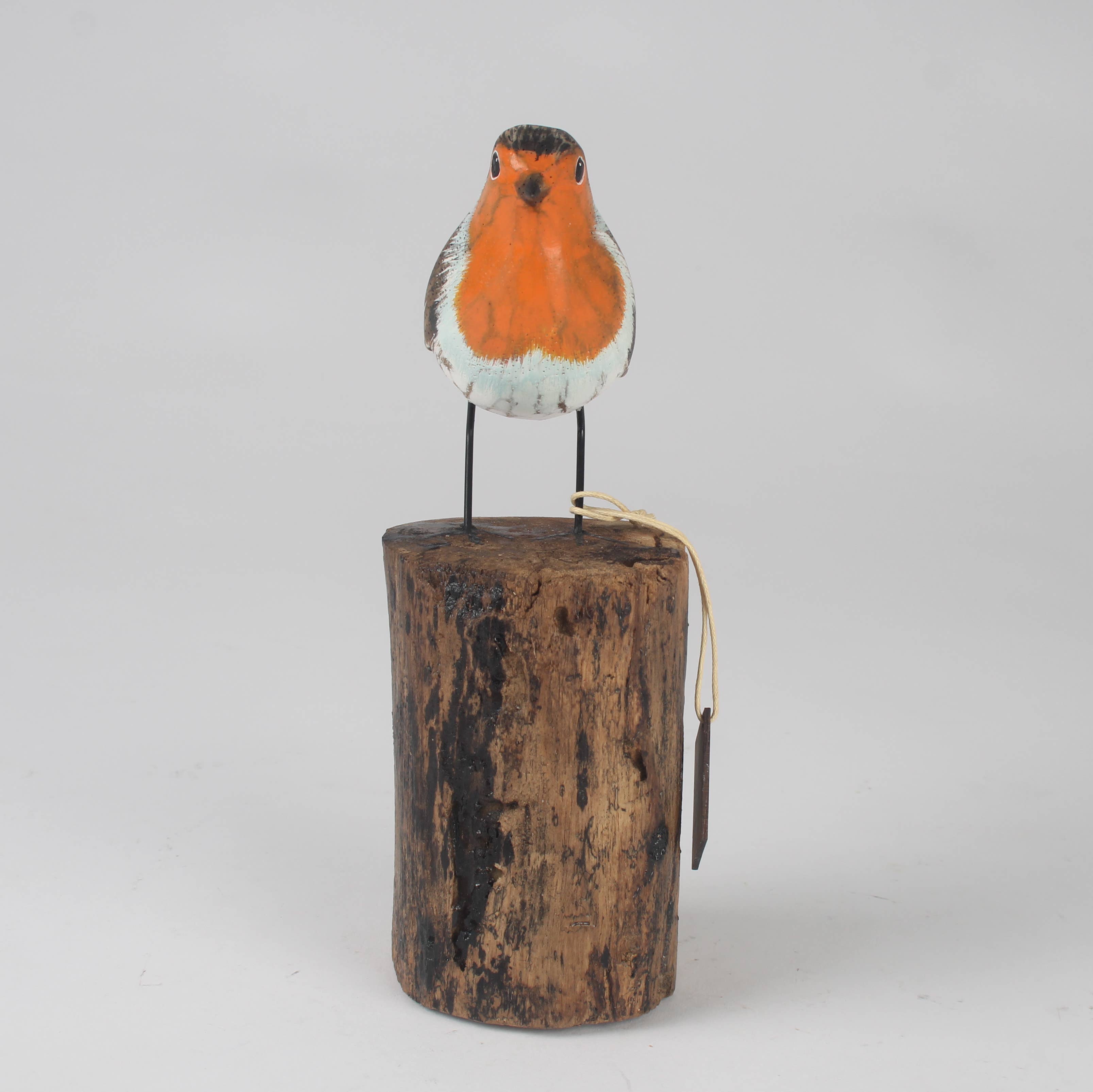 Originals International Ltd - Wholesale Decorative Figurine - Hand Carved Wooden Robin on Stump by Archipelago2