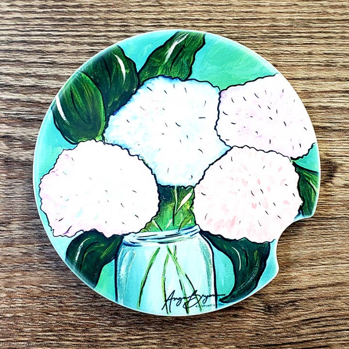 Posavasos para coche Hydrangea Sandstone para venta al por mayor de Angie Bryan Creations