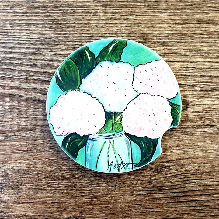 Posavasos para coche Hydrangea Sandstone para venta al por mayor de Angie Bryan Creations