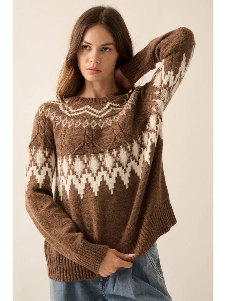 Promesa USA - Wholesale Knit Sweater - Women's - Alpine Knit Raglan-Sleeve Sweater