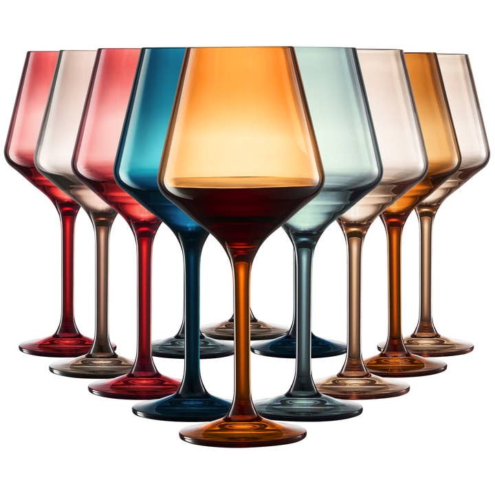 The Wine Savant / Khen Glassware - Vendita all'ingrosso Bicchieri da vino - Bicchieri da vino con stelo colorati in plastica acrilica, set di 12.1