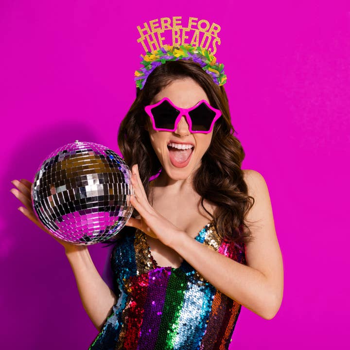 Festive Gal - Wholesale Party Hat/Crown - Here for the Beads Mardi Gras Party Crown Headband1