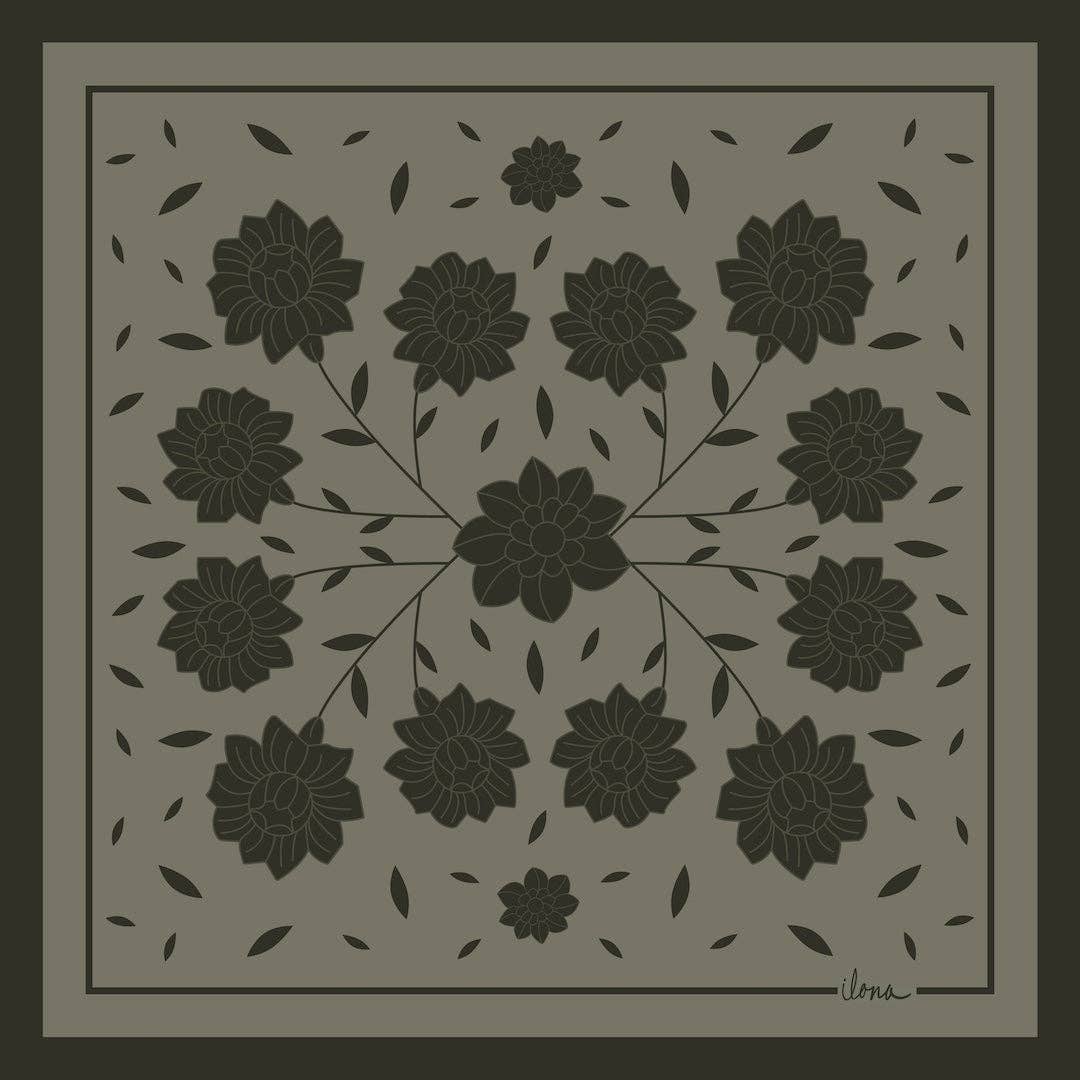 Hello Ilona - Wholesale Scarf - Women's - Kalocsa 100% Mulberry Silk Scarf - Oliva (Olive Green)2