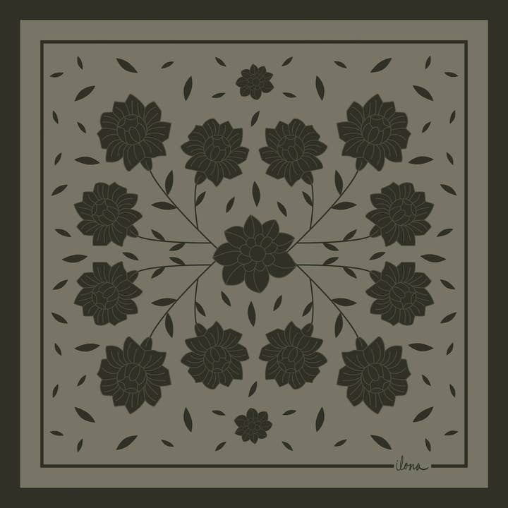 Hello Ilona - Wholesale Scarf - Women's - Kalocsa 100% Mulberry Silk Scarf - Oliva (Olive Green)2