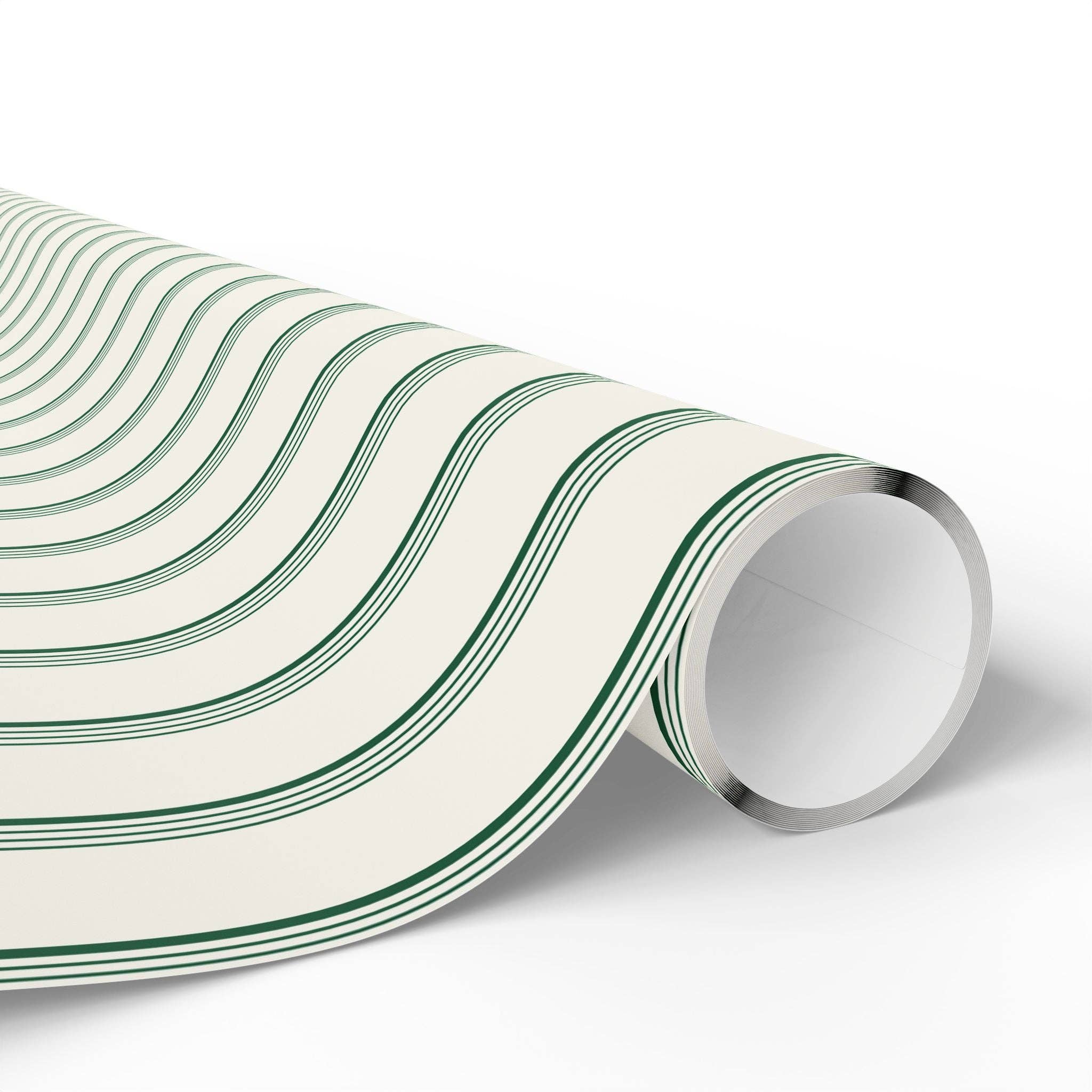 Lokipawz - Wholesale Flat Wrap - Elegant Green Striped Wrapping Paper2