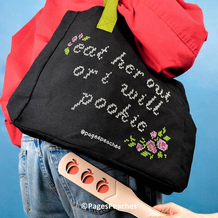Page's Peaches - Wholesale Tote Bag - Unisex - Eat Her Out Tote Bag - Laptop and -Bottle Pocket2