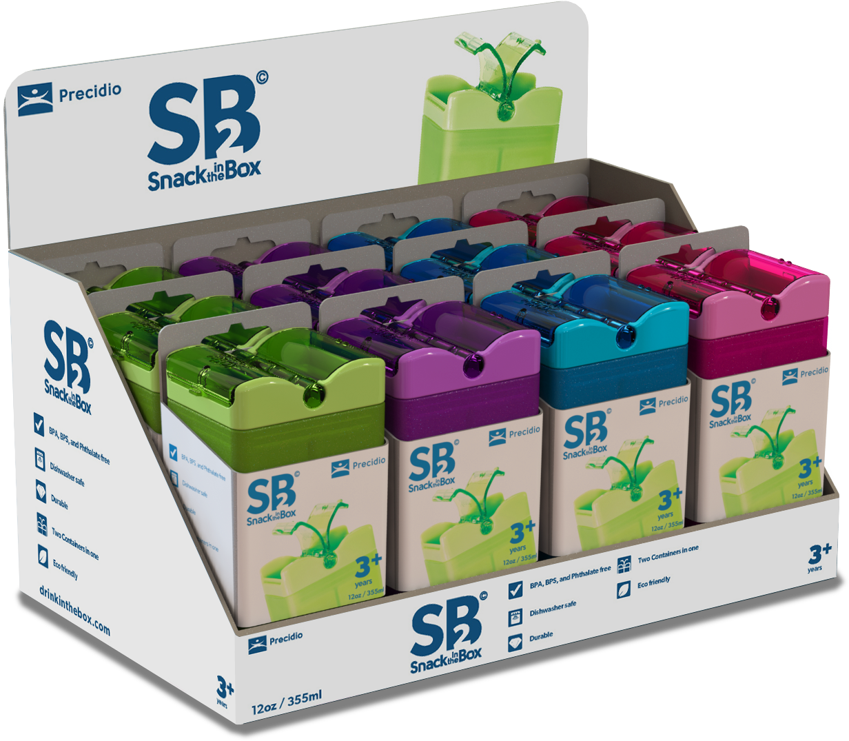 Kitchen Innovations Inc. - Wholesale Snack box – Child & baby - Snack in the Box 2 (12 oz) - Blue, Green, Pink, Purple0