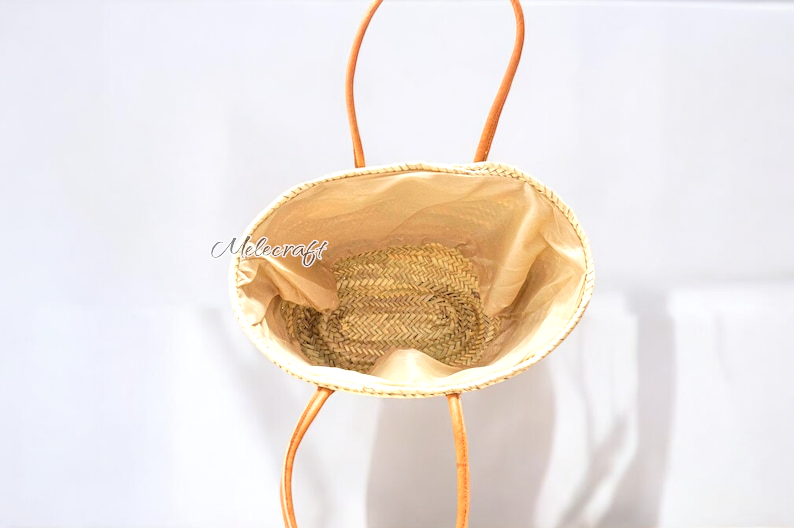Melecraft – wholesale Basket – Embroidered Straw Tote with Leather Handles4