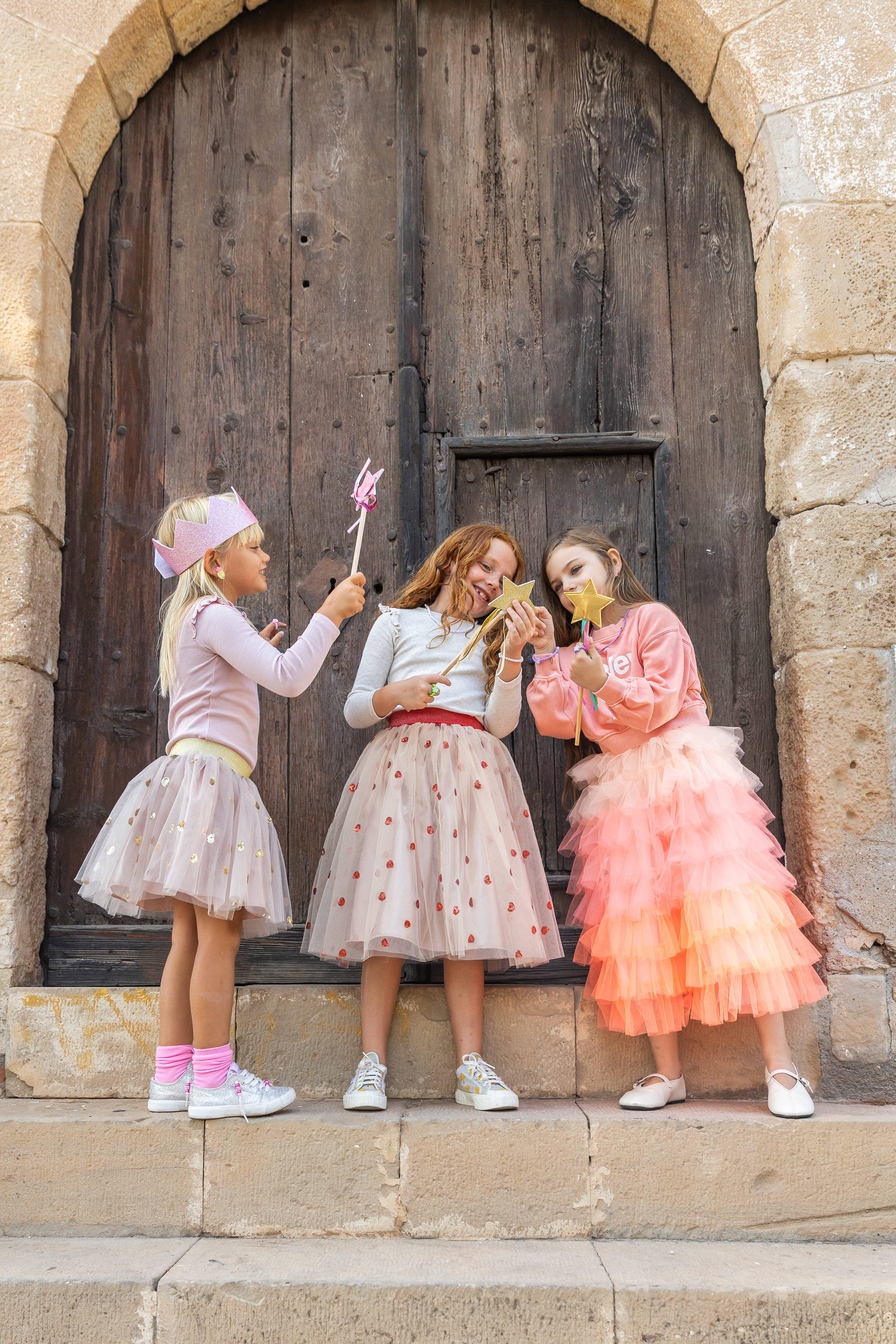 Ratatam! - Vente Jupe – enfant - Jupon Célestine long - Beige à coeur rouge 4